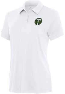 Antigua Portland Timbers Womens White Reprocess Recycled Short Sleeve Polo Shirt
