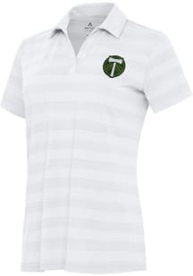 Antigua Portland Timbers Womens White Tunnel Short Sleeve Polo Shirt