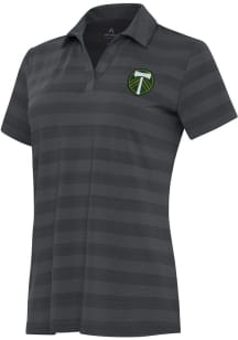 Antigua Portland Timbers Womens Grey Tunnel Short Sleeve Polo Shirt