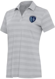 Antigua Sporting Kansas City Womens Grey Tunnel Short Sleeve Polo Shirt