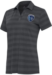 Antigua Sporting Kansas City Womens Grey Tunnel Short Sleeve Polo Shirt