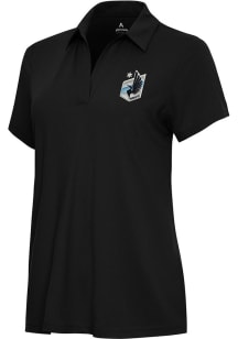 Antigua Minnesota United FC Womens Black Era Short Sleeve Polo Shirt