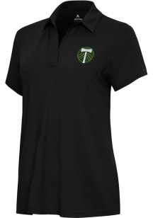 Antigua Portland Timbers Womens Black Era Short Sleeve Polo Shirt