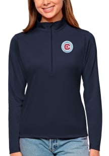 Antigua Chicago Fire Womens Navy Blue Tribute Qtr Zip Pullover