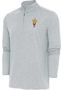 Antigua Arizona State Sun Devils Mens Grey Hunk Long Sleeve Qtr Zip Pullover
