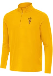 Antigua Arizona State Sun Devils Mens Gold Intent Long Sleeve Qtr Zip Pullover