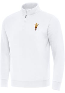 Antigua Arizona State Sun Devils Mens White Victory Long Sleeve Qtr Zip Pullover