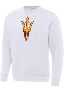 Antigua Arizona State Sun Devils Mens White Full Front Victory Long Sleeve Crew Sweatshirt