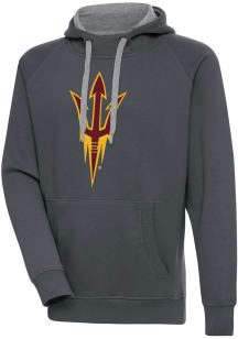 Antigua Arizona State Sun Devils Mens Charcoal Full Front Victory Long Sleeve Hoodie