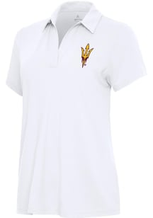 Antigua Arizona State Sun Devils Womens White Era Short Sleeve Polo Shirt