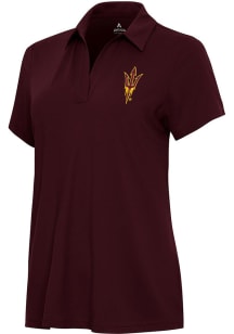 Antigua Arizona State Sun Devils Womens Maroon Era Short Sleeve Polo Shirt