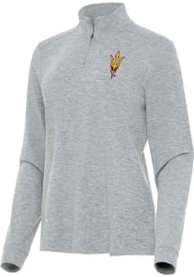 Antigua Arizona State Sun Devils Womens Grey Heather Mentor Qtr Zip Pullover