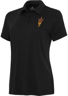 Antigua Arizona State Sun Devils Womens Black Reprocess Recycled Short Sleeve Polo Shirt