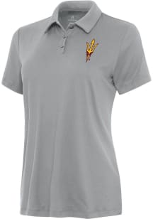 Antigua Arizona State Sun Devils Womens Grey Reprocess Recycled Short Sleeve Polo Shirt
