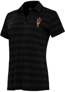 Antigua Arizona State Sun Devils Womens Black Tunnel Short Sleeve Polo Shirt