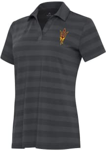 Antigua Arizona State Sun Devils Womens Grey Tunnel Short Sleeve Polo Shirt