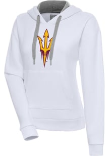 Antigua Arizona State Sun Devils Womens White Full Front Victory Hooded Sweatshirt