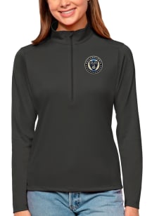 Antigua Philadelphia Union Womens Grey Tribute Qtr Zip Pullover
