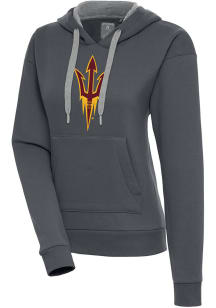 Antigua Arizona State Sun Devils Womens Charcoal Full Front Victory Hooded Sweatshirt