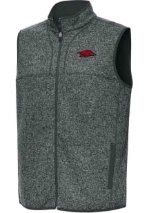 Antigua Arkansas Razorbacks Mens Grey Fortune Sleeveless Jacket