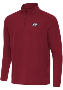Antigua Arkansas Razorbacks Mens Cardinal Intent Long Sleeve Qtr Zip Pullover