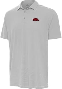 Antigua Arkansas Razorbacks Mens Grey Twine Short Sleeve Polo