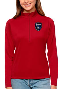 Antigua San Jose Earthquakes Womens Red Tribute Qtr Zip Pullover