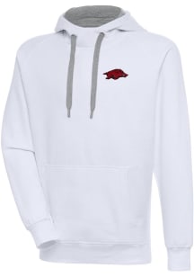 Antigua Arkansas Razorbacks Mens White Victory Long Sleeve Hoodie