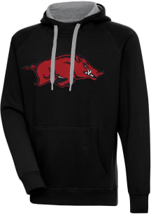 Antigua Arkansas Razorbacks Mens Black Full Front Victory Long Sleeve Hoodie