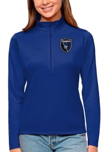 Antigua San Jose Earthquakes Womens Blue Tribute Qtr Zip Pullover