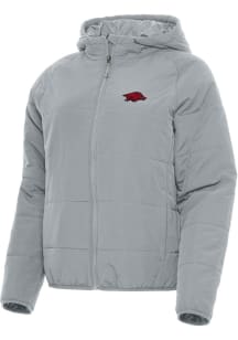 Antigua Arkansas Razorbacks Womens Grey Universe Filled Jacket