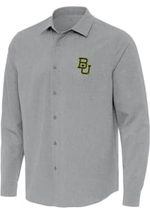 Antigua Baylor Bears Mens Grey Exposure Long Sleeve Dress Shirt