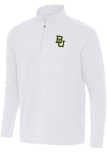 Antigua Baylor Bears Mens White Intent Long Sleeve Qtr Zip Pullover