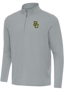 Antigua Baylor Bears Mens Grey Intent Long Sleeve Qtr Zip Pullover