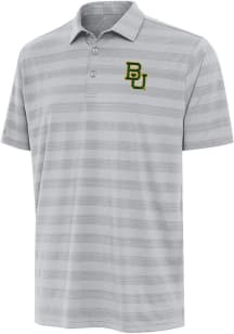 Antigua Baylor Bears Mens Anthracite Tunnel Short Sleeve Polo