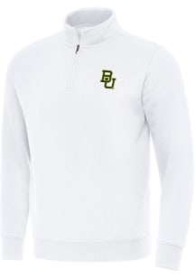 Antigua Baylor Bears Mens White Victory Long Sleeve Qtr Zip Pullover