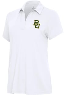 Antigua Baylor Bears Womens White Era Short Sleeve Polo Shirt