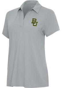 Antigua Baylor Bears Womens Grey Era Short Sleeve Polo Shirt