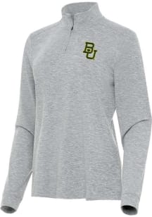 Antigua Baylor Bears Womens Grey Heather Mentor Qtr Zip Pullover