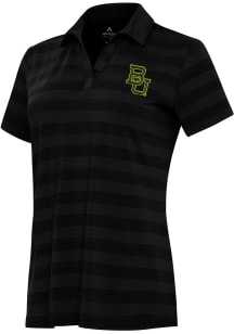 Antigua Baylor Bears Womens Black Tunnel Short Sleeve Polo Shirt
