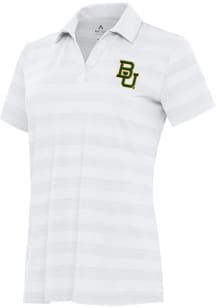 Antigua Baylor Bears Womens White Tunnel Short Sleeve Polo Shirt