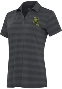 Antigua Baylor Bears Womens Grey Tunnel Short Sleeve Polo Shirt