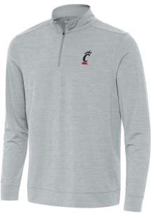 Antigua Cincinnati Bearcats Mens Grey Bright Long Sleeve Qtr Zip Pullover