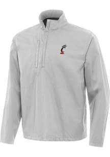 Antigua Cincinnati Bearcats Mens Grey Brisk Long Sleeve Qtr Zip Pullover