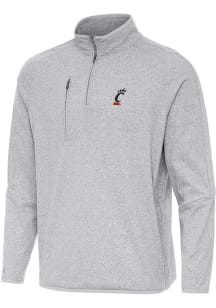 Antigua Cincinnati Bearcats Mens Grey Certain Long Sleeve Qtr Zip Pullover