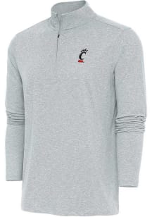 Antigua Cincinnati Bearcats Mens Grey Hunk Long Sleeve Qtr Zip Pullover