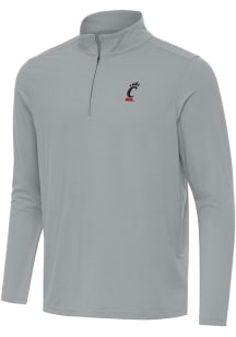 Antigua Cincinnati Bearcats Mens Grey Intent Long Sleeve Qtr Zip Pullover