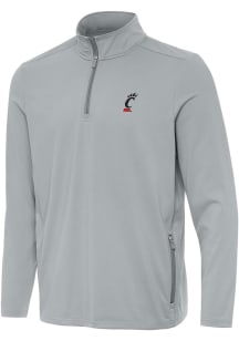 Antigua Cincinnati Bearcats Mens Grey Perilous Long Sleeve Qtr Zip Pullover