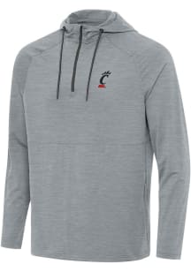 Antigua Cincinnati Bearcats Mens Grey Spikes Long Sleeve Qtr Zip Pullover