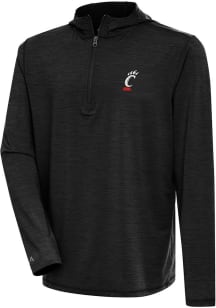 Antigua Cincinnati Bearcats Mens Black Tidy Long Sleeve Qtr Zip Pullover